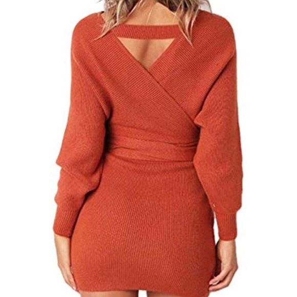 ✨THE SAVOY ORANGE BATWING SWEATER DRESS *NWT* ✨ - Picture 3 of 8